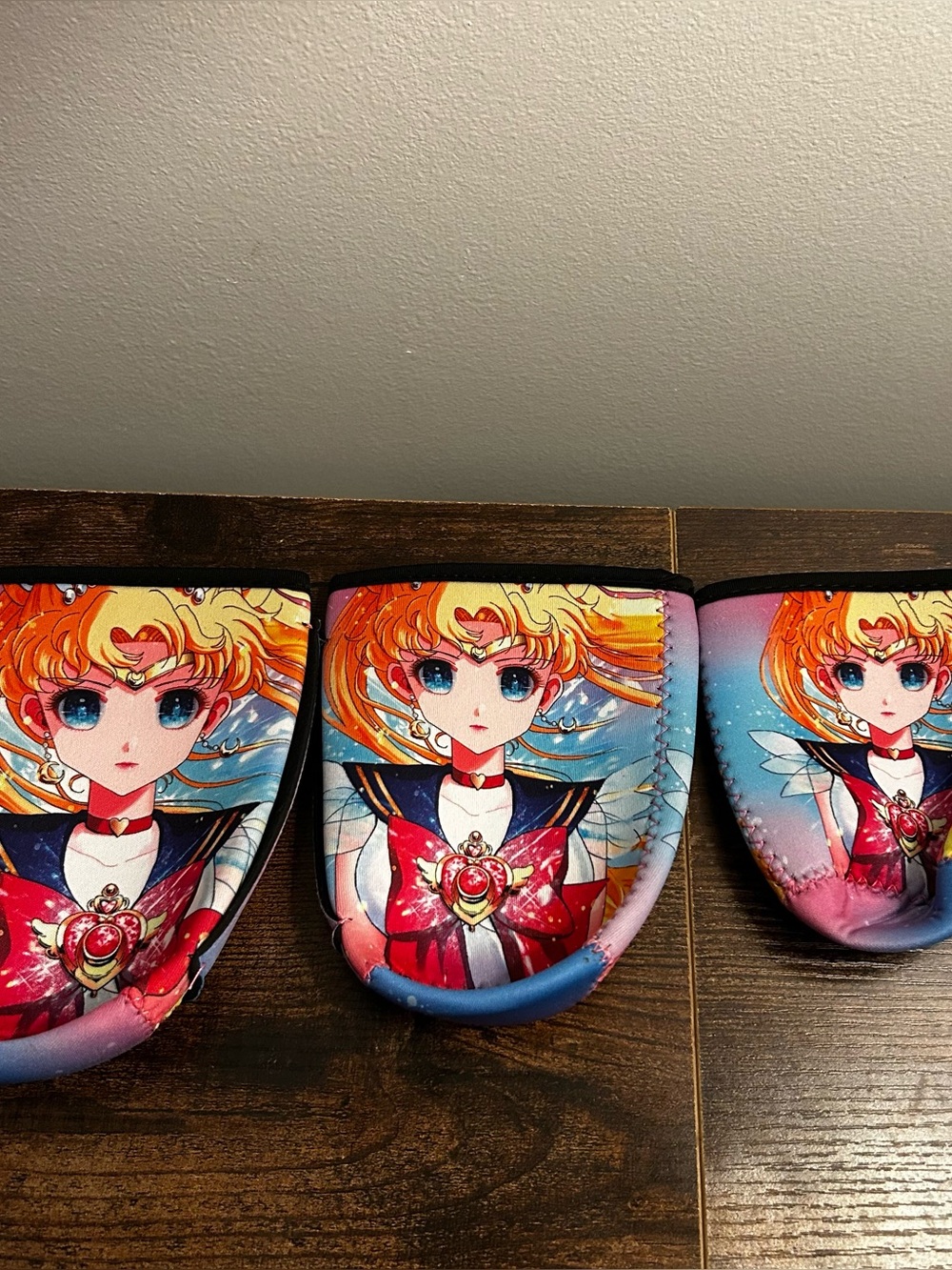 NEW Sailor Moon Neoprene Iced Coffee Cup Sleeves Set 3 Sizes Insulated Holders